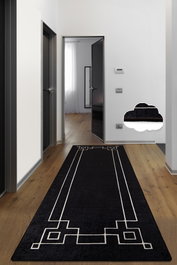 Conceptum Alfombra de Pasillo Square - Negro y Blanco (80 x 100 cm)